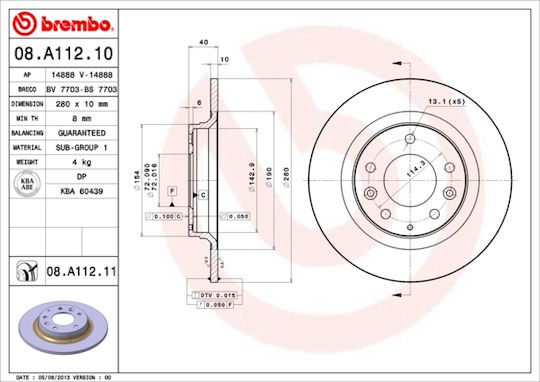 Brembo 08a11211 Mazda 6 Gg Bremsscheibe