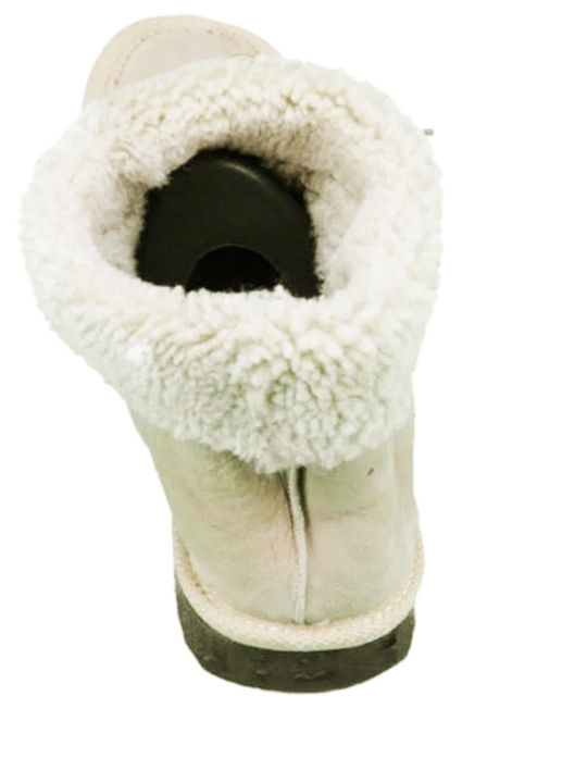 Heel Enclosed Men's Slippers with Fur Εκρού