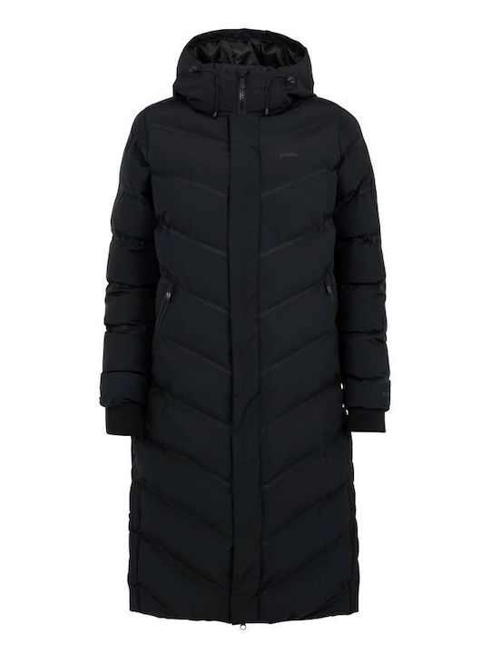 Μακρύ Γυναικείο Puffer Μπουφάν για Χειμώνα Black