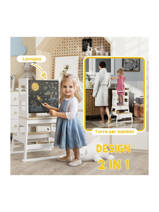 Learning Tower for Painting made of Wood White Aiyaplay