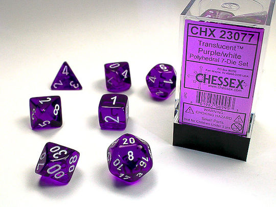 Chessex Chessex Translucent Mini Polyhedral Purple/white 7-Die Set Dice