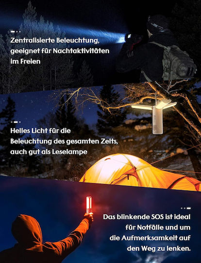Led Laterne Wiederaufladbar für Camping mit Powerbank Weiß