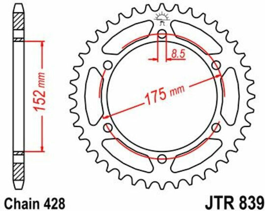 JT Sprockets Rear Sprocket for Husqvarna WR 125 for Yamaha DT 125 / WR