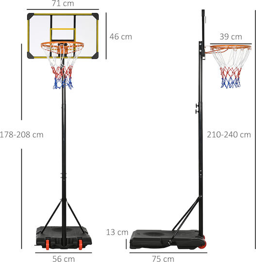 Sportnow Basketballkorb mit Ständer und Höhenverstellbar