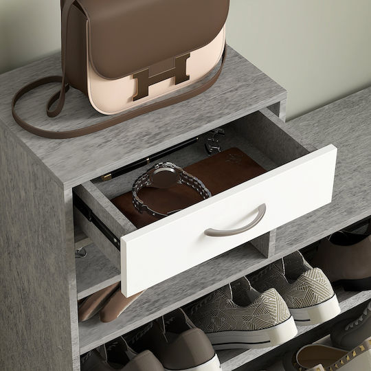 Entry Furniture with Mirror / Hanger & Shoe Rack Gray 90x10x102cm