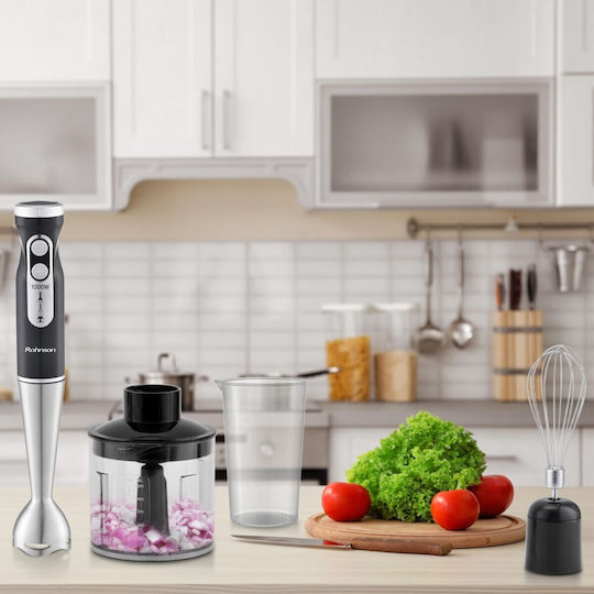Rohnson Blender De Mână Cu Tijă Din Inox 1000W Argintiu