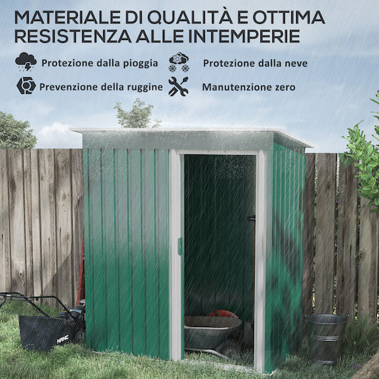 Depozit Metalic De Grădină Galvanizat Verde L1,63xLățime0,89xÎnălțime1,82m