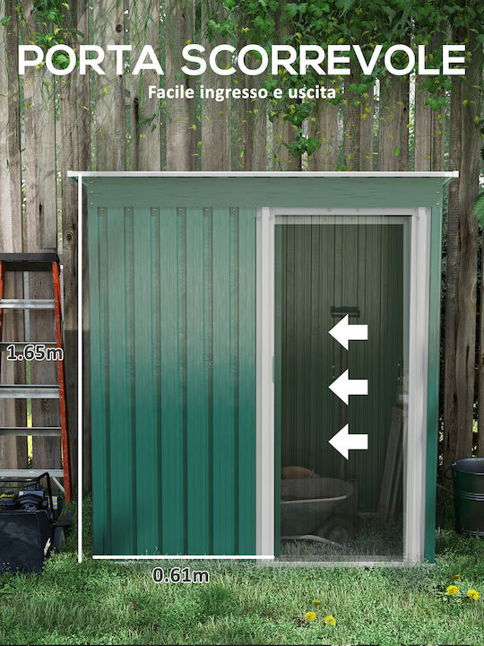 Metallic Garden Shed Galvanized Green L1.63xW0.89xH1.82m