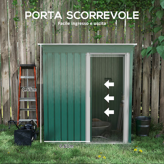 Depozit Metalic De Grădină Galvanizat Verde L1,63xLățime0,89xÎnălțime1,82m