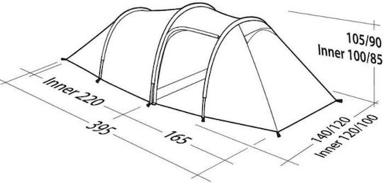 Robens Pioneer 2EX Σκηνή Camping Τούνελ Μπλε για 2 Άτομα 395x140x105εκ.