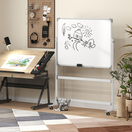 HomCom Magnetic Tablă marker Tablă de seminar cu un trepied 127x50cm