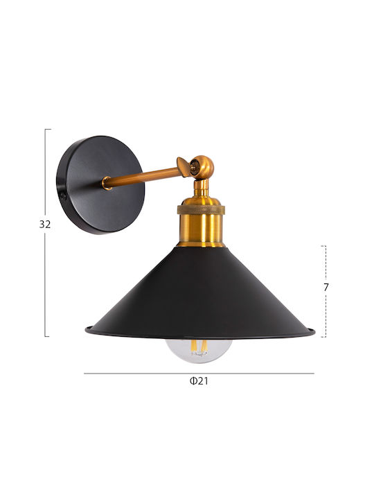 HomeMarkt Lamp Wall with Socket E27 Black 21x21x21cm