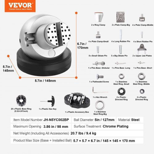 Vevor Ball Base 5" Engraving 360° Rotation 69 Accessories Jewelry Micro-Engraving Wnxzszyhdghjq1vd3v0