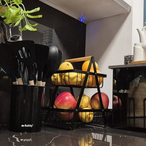Ruhhy Obstschale Metallisch 2 Niveaus Schwarz 30x27x17.5cm Ruhhy Obstschale Metallisch 2 Niveaus Schwarz 30x27x17.5cm
