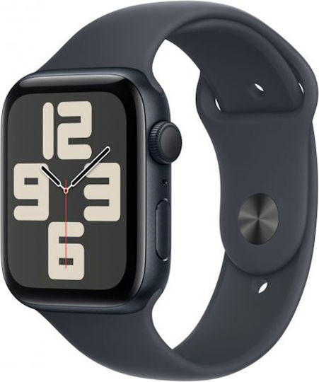 Apple Watch SE 2024 Aluminium 44mm Αδιάβροχο με Παλμογράφο (Midnight με Midnight Sport Band (S/M))