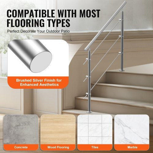 Vevor Handrails 47.2" Outdoor Steps 3 Rods Porch Deck Bxgslzfs120ccrs3ev0