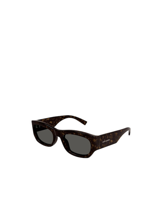 Ysl Women's Sunglasses with Brown Tartaruga Plastic Frame and Black Lens SL 713 002