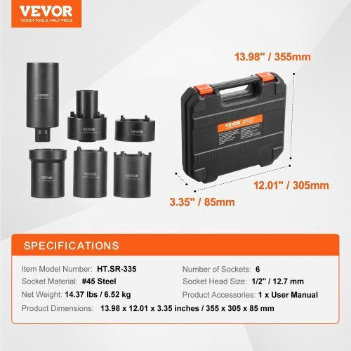 Vevor Σετ Εργαλείων Υποδοχής Άξονα 1/2" 6 Τεμαχίων Zlmttlglmcx1radhrv0