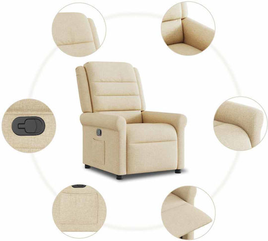 Relaxsessel mit Fußhocker Cream 73x91.5x102.5cm