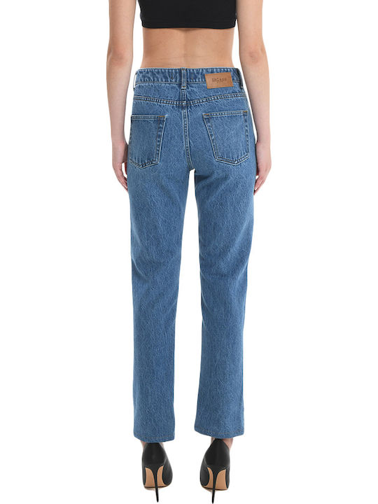 High Waist Women's Jean Trousers in Mom Fit Blue