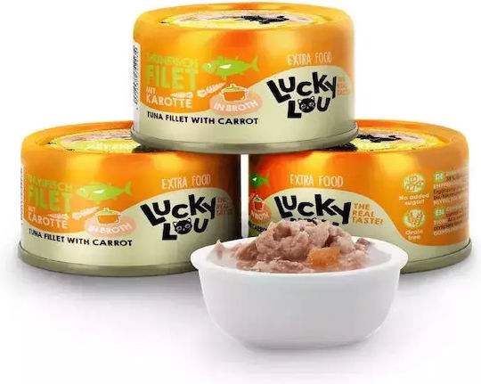 Lucky Lou Extrafood Υγρή Τροφή για Γάτες σε Κονσέρβα με Τόνο, Ψάρια, Σολομό, Γαρίδες, Κοτόπουλο και Λαχανικά χωρίς Σιτηρά & Γλουτένη 70gr