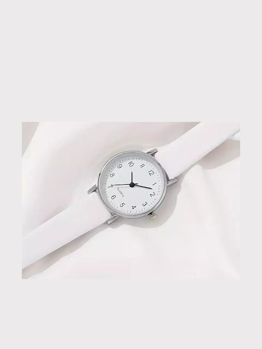 Damen Uhr mit Weiß Lederarmband