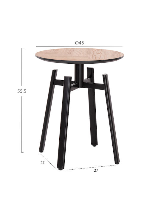 Round Side Table Norton Wooden Μαύρα-sonama L45xW45xH55.5cm.