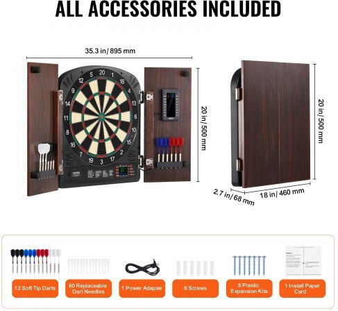 Vevor Dartboard Cabinet Set Easy Assembly Accessories Dztzzxb00000fq0dmv9