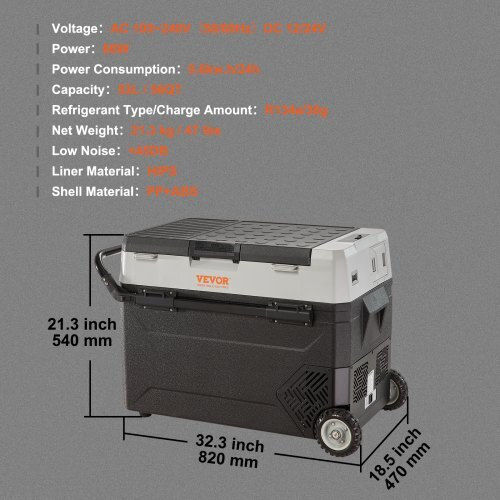 Vevor Φορητό Ψυγείο 53lt 100-240V / 12V / 24V