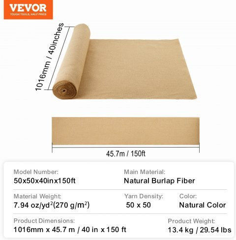 Vevor Țesătură pentru Decorațiuni Burlap 40x150buc Bej