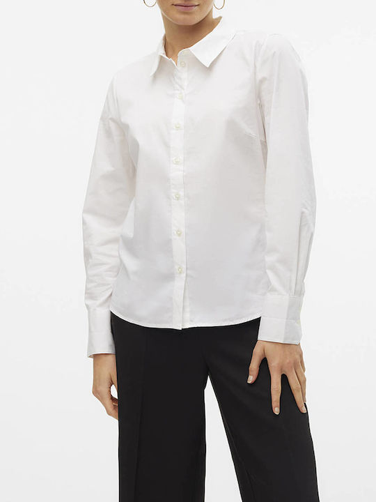 Vero Moda Women's Long Sleeve Shirt Bright White