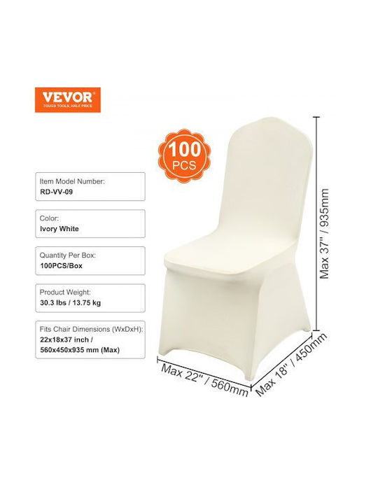 Vevor Еластичен Калъф За стол Ivory 100бр ZYT100PCSXYSQB001V0