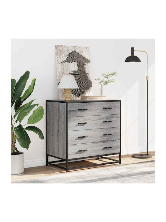 Wooden & Metallic Chest of Drawers Grey Sonoma 70x41x70cm