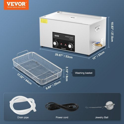 Vevor Καθαριστής Υπερήχων 22lt με Ψηφιακό Χρονοδιακόπτη