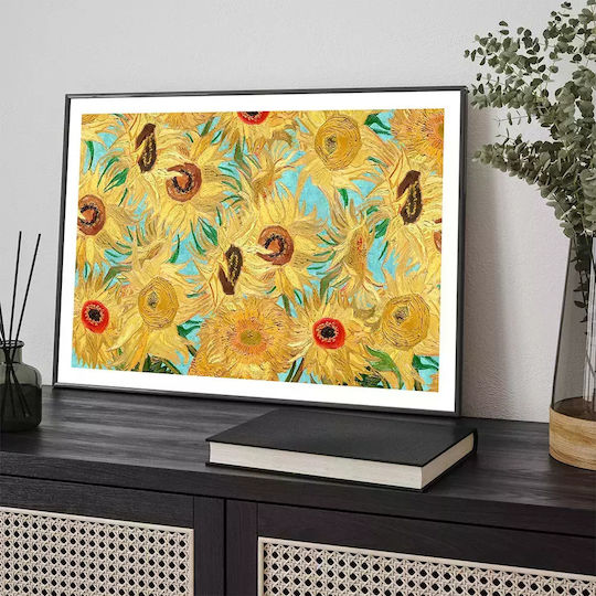 Poster Van Gogh Sunflowers Art109 60cm X 90cm Φυσικό Ξύλινο Κάδρο