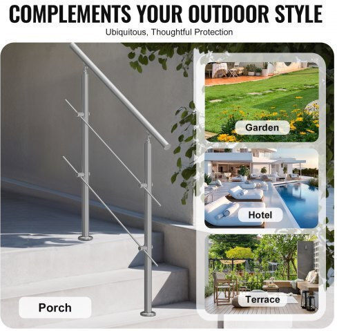 Vevor Handrails 39.4" Outdoor Steps 2 Rods Porch Deck Bxgslzfs100cz97quv0