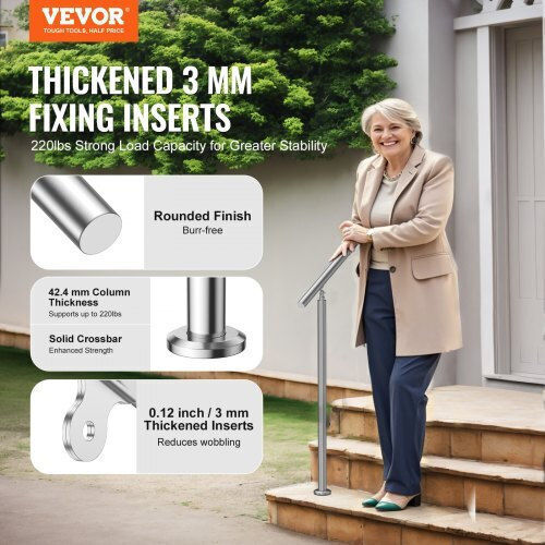Vevor Κουπαστές 100cm Εξωτερικά Σκαλοπάτια Βεράντα Κατάλληλο Ηλικιωμένους Bxgslzfs100csmb9rv0