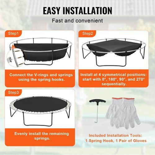 Vevor Replacement Trampoline Mat Frame 15ft 96 V-rings Springs 7" Yxbctd15yc96zr38wv0