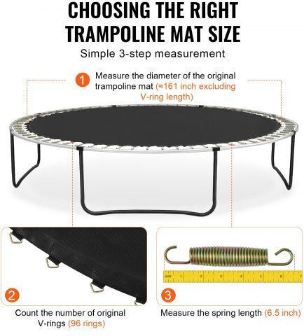 Vevor Trampoline Replacement Mat Frame 15ft 96 V-rings Springs 6.5" Yxbctd15yc96wj2g2v0