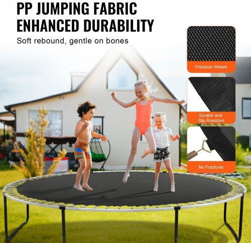 Vevor Trampoline Replacement Mat Frame 14ft 72 V-rings Springs 6.5"-7" Yxbctd14yc72x34x3v0