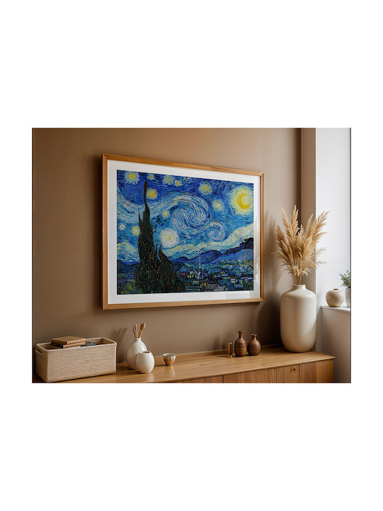 Poster Van Gogh Noaptea Înstelată Art105 60cm X 90cm Ramă din Lemn Negru
