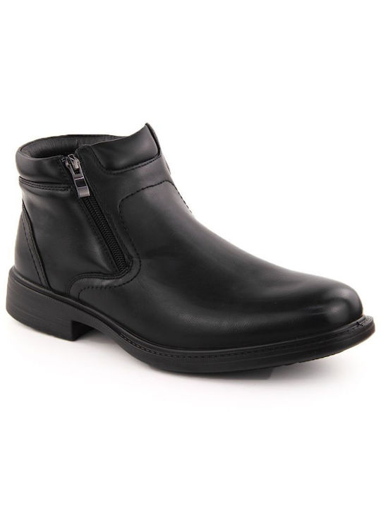 Unisoft Leather Black Men's Boots with Zipper