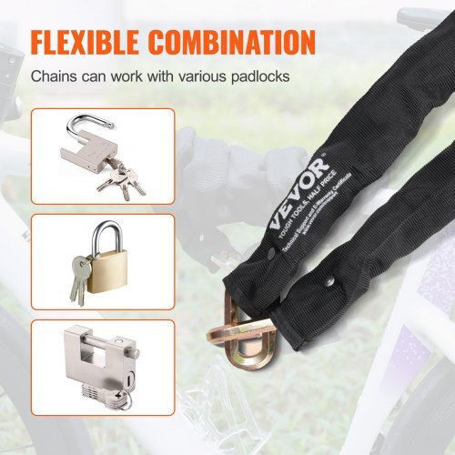 Vevor Bicycle Lock Chain 1.8m Thickness 9.5mm Black Zxclsaqlt95mudfm0v0