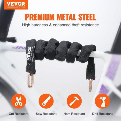 Vevor Bicycle Lock Chain 1.8m Thickness 9.5mm Black Zxclsaqlt95mudfm0v0