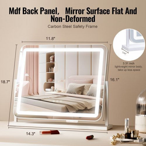 Vevor Makeup Mirror with Light 17.7x17.7cm White