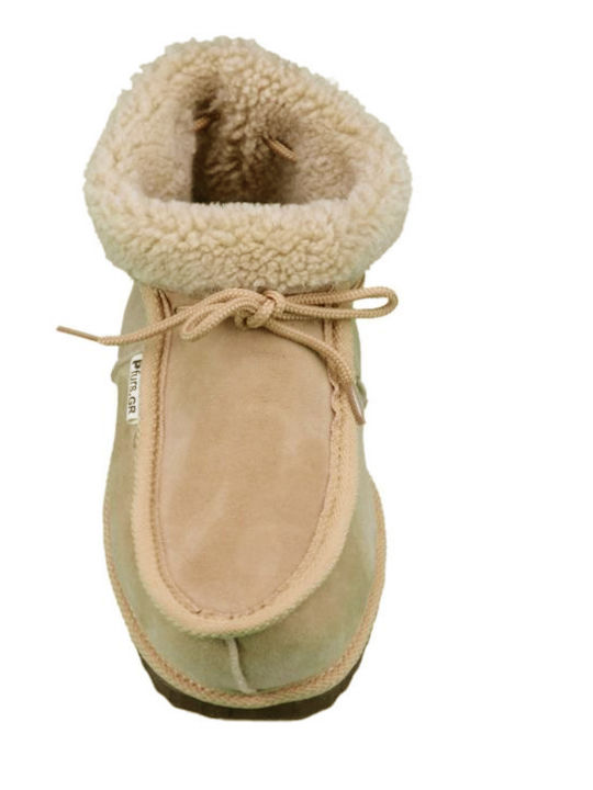 Men's Slippers with Fur Beige