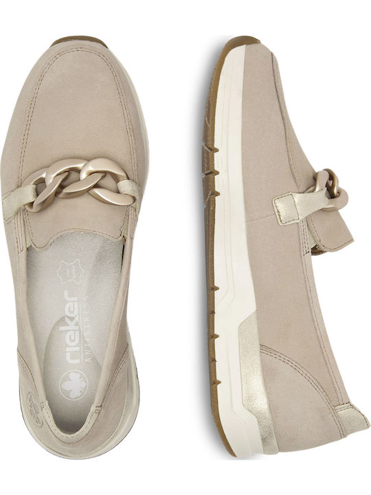 Women's Moccasins in Beige Color