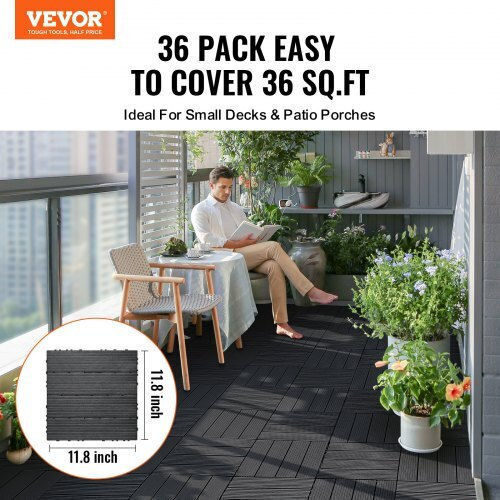 Vevor Плочка за градински под от Пластмаса 30.48x30.48бр 36бр