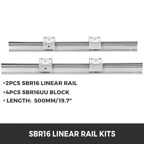 Vevor Σετ Γραμμικών Οδηγών Sbr16 500mm Ρουλεμάν Cnc Μηχανές Zxdgsbr16-500mm01v0