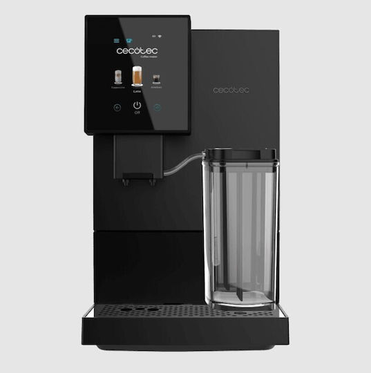 Cecotec Cremmaet Compactccino Connected Compact Automatic Espresso Coffee Machine 19bar Pressure for Cappuccino with Grinder and Wi-Fi Black 01460